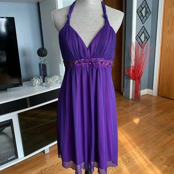 **NEW City Studio Halter Beaded Dress - Picture 1 of 8